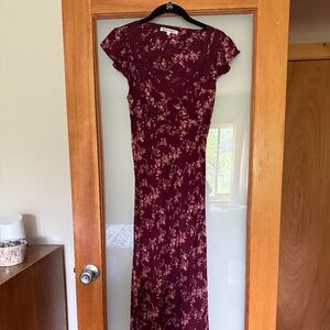 Reformation Floral Wine Maxi Dress